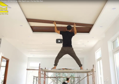 Thi công lam GỖ NHỰA lên trần thạch cao