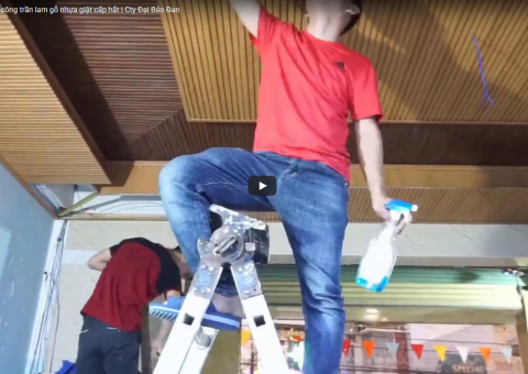 Thi công trần lam gỗ nhựa giật cấp hắt gỗ nhựa Việt Ý