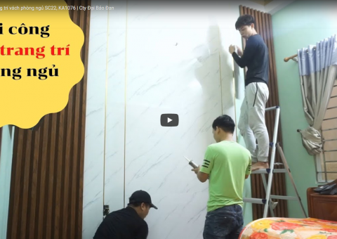 Thi công trang trí vách phòng ngủ gỗ nhựa Việt Ý SC22, Kiên An KA1076
